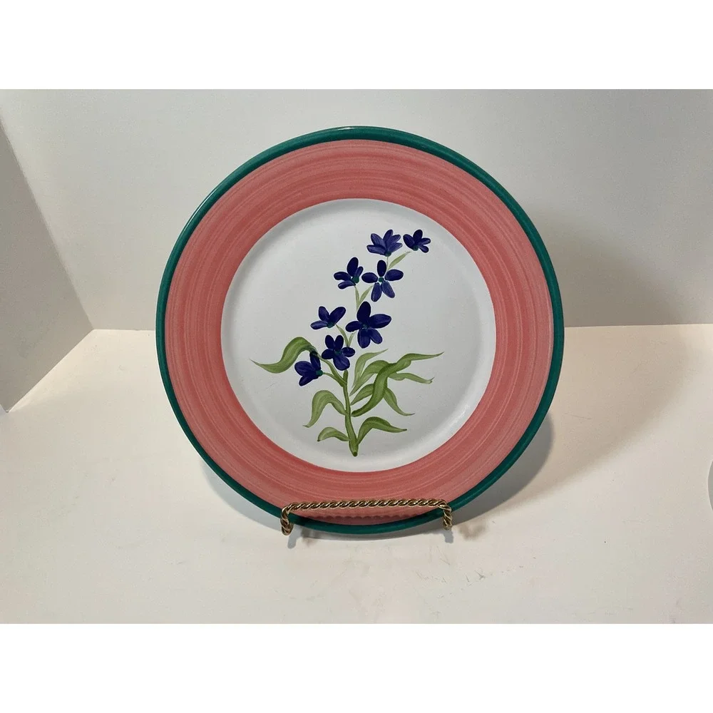 Portugal Hand Painted Ceramic‎ Plates Set of 2 Floral Grapes